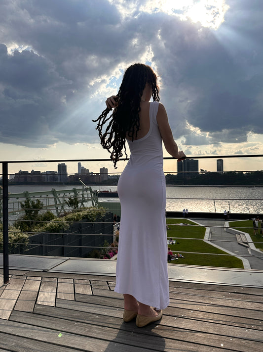 Rückenfreies Maxikleid „Flora“ in Schwarz