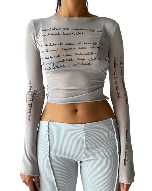 printed mesh top in grey