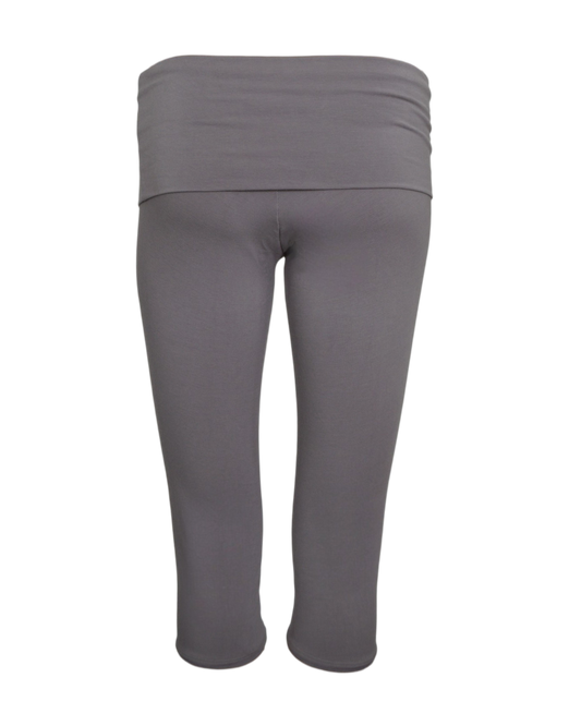 foldover capri legging / charcoal grey