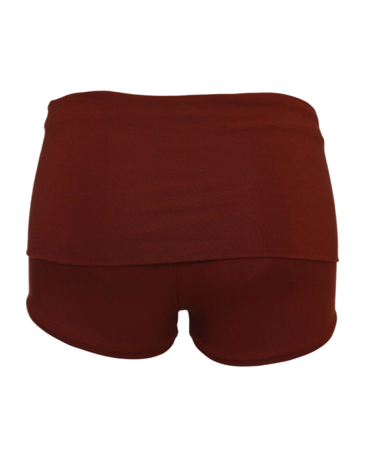 foldover mini shorts / copper red