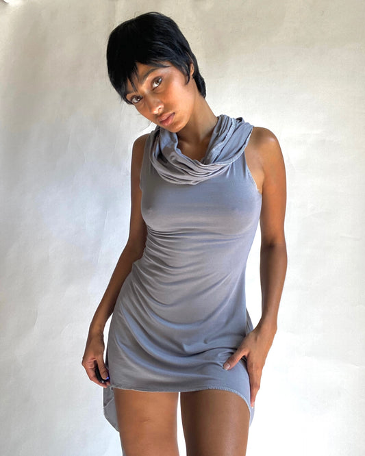gladiatrix mini dress / charcoal grey