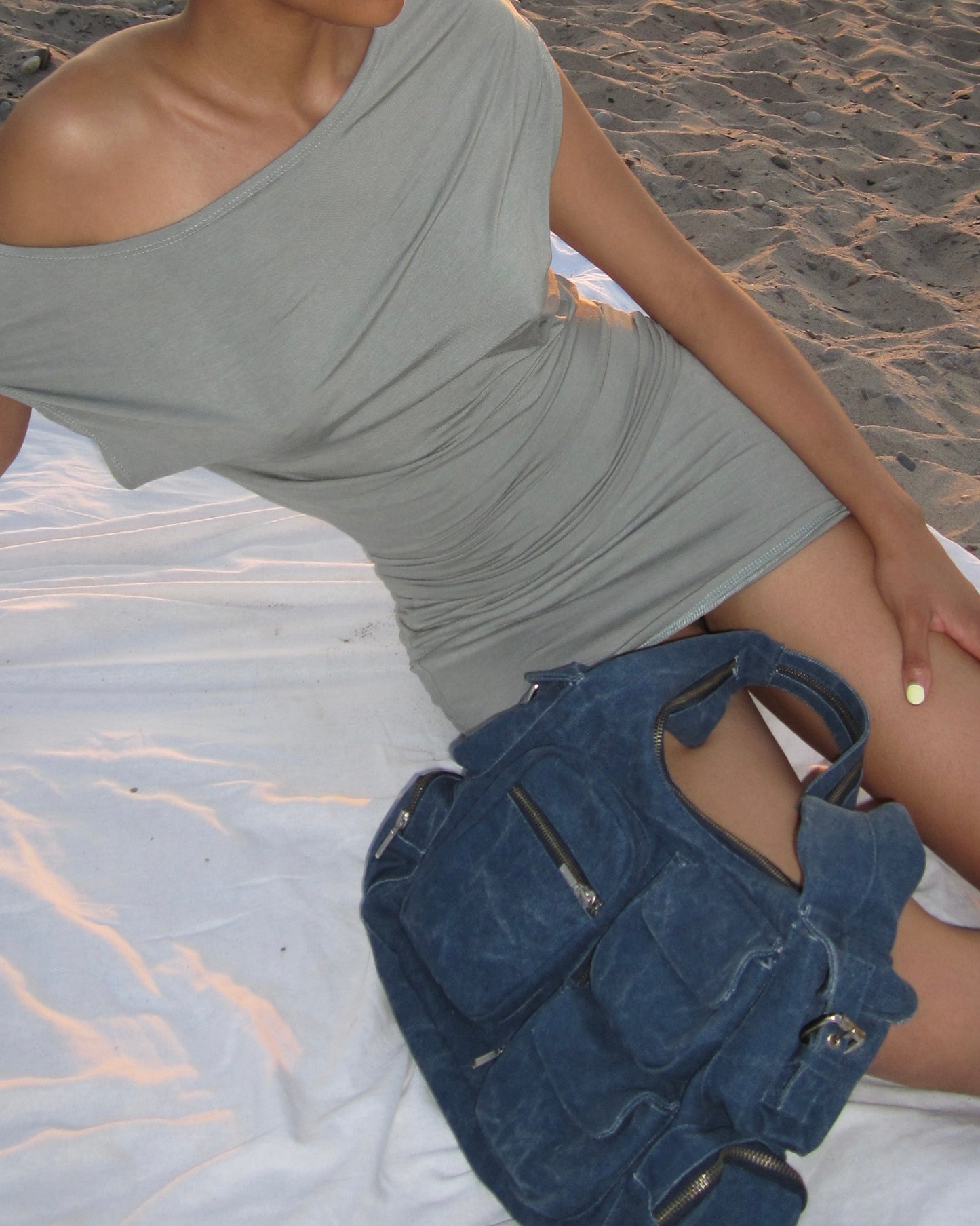 slouchy top/ dark sage green