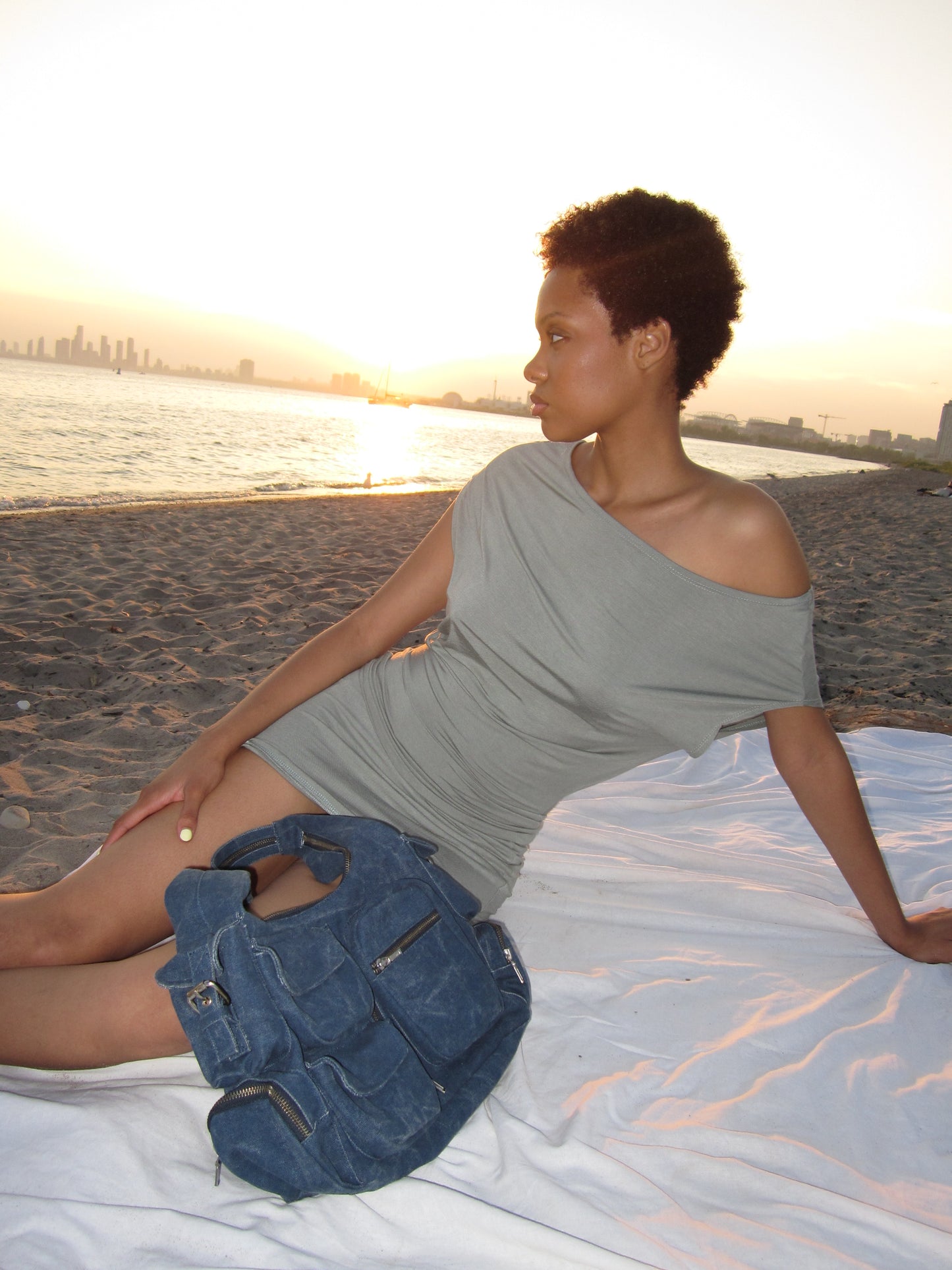 slouchy top/ dark sage green