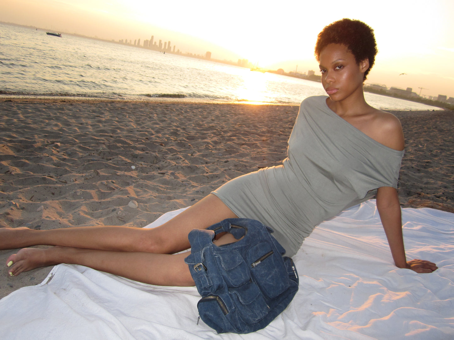 slouchy top/ dark sage green