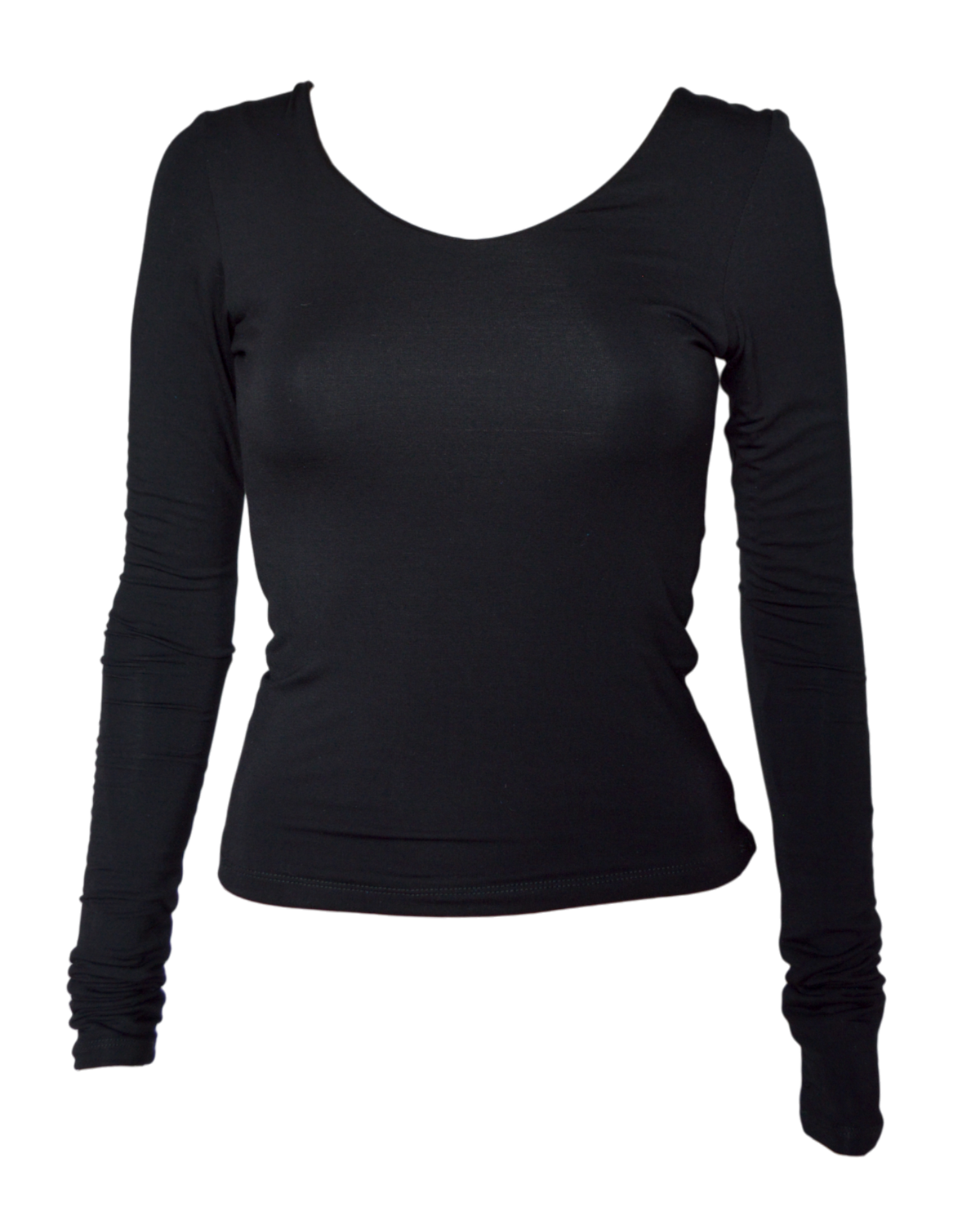backless double-layered longsleeve top / sage green