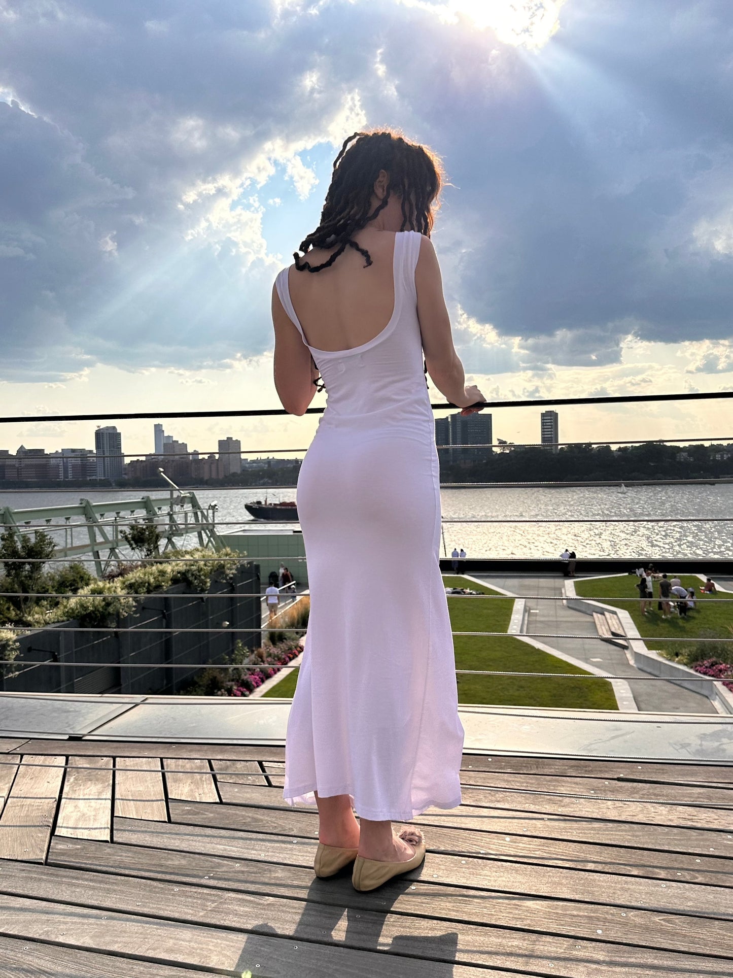 Flora Backless Maxi Dress in White