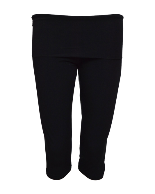 foldover capri legging / black
