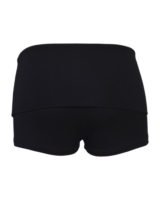 foldover mini shorts / black