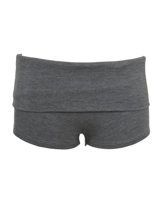 foldover mini shorts / heather grey