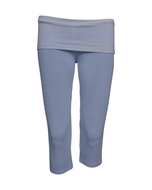 foldover capri legging / pale blue