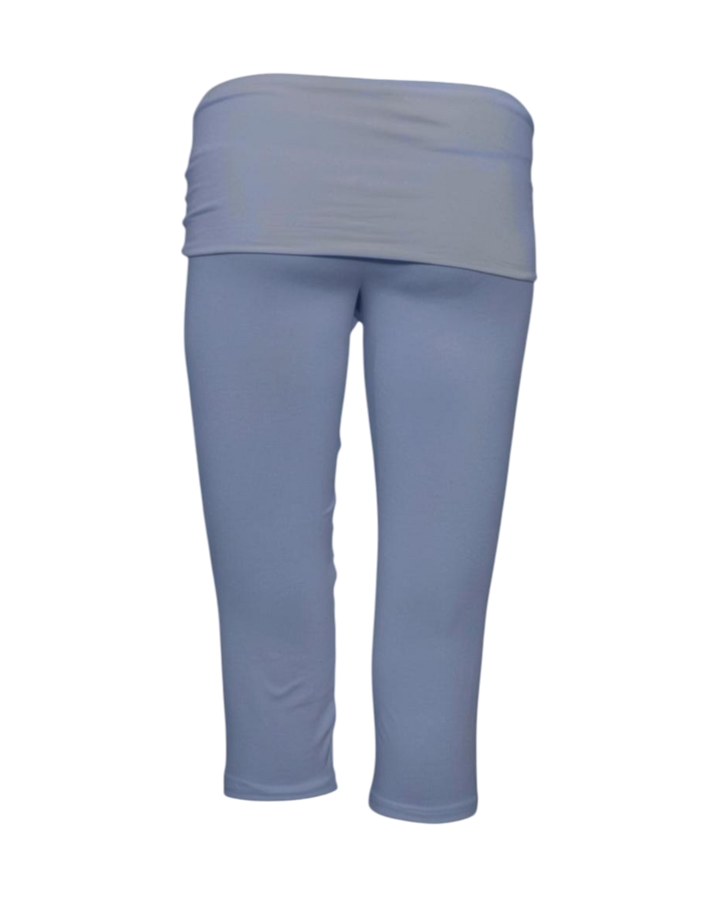 foldover capri legging / pale blue