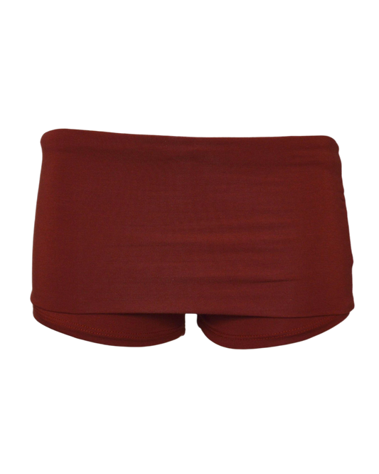 foldover mini shorts / copper red
