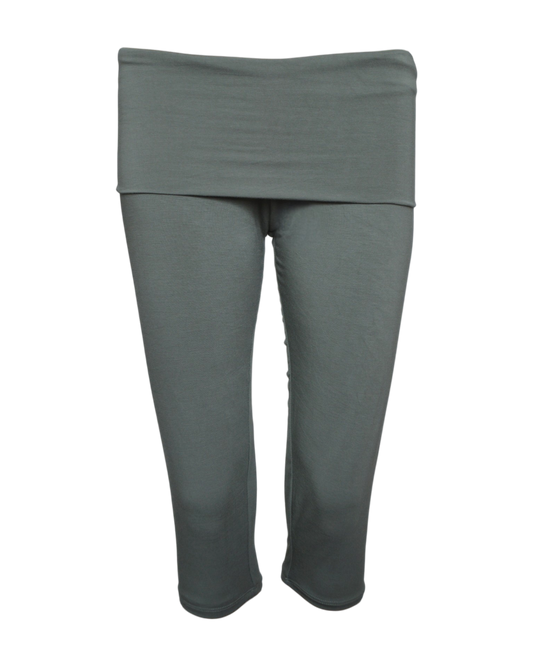foldover capri legging / sage green