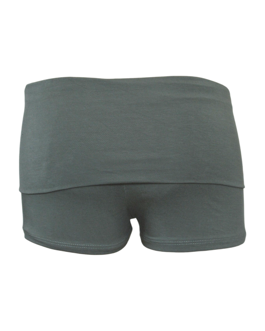 foldover mini shorts / sage green