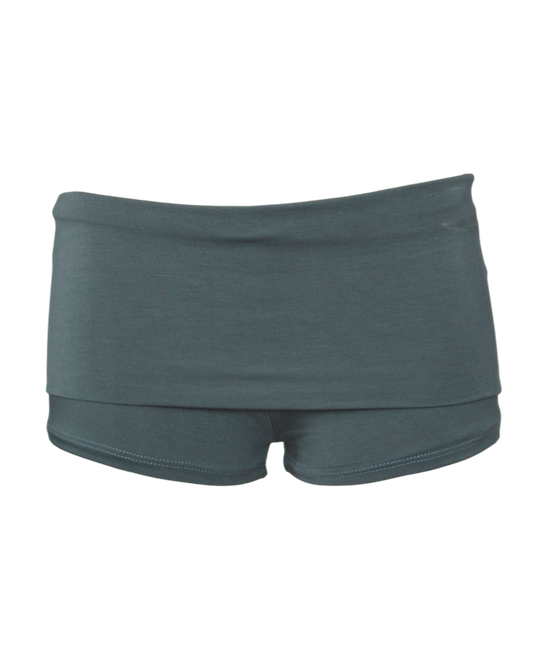 foldover mini shorts / sage green