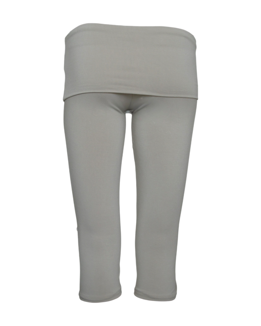 foldover capri legging / stone
