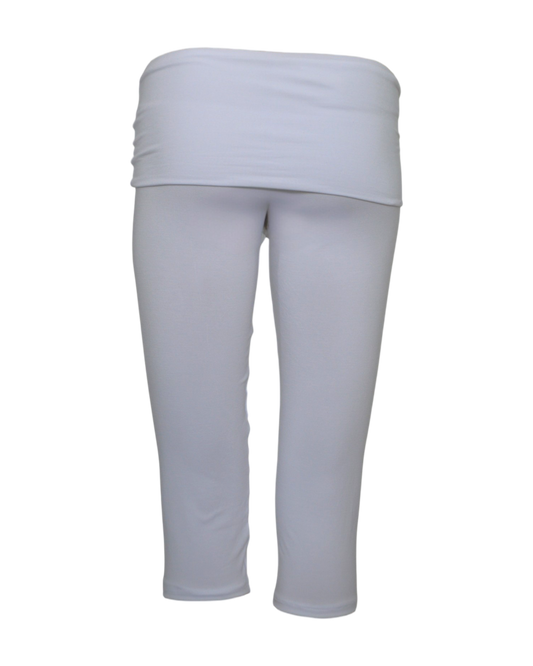 foldover capri legging / white