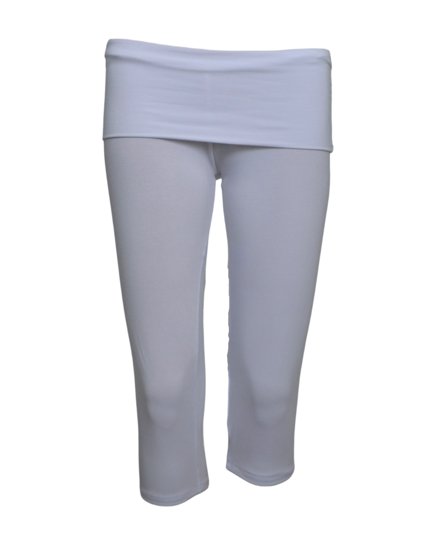 foldover capri legging / white