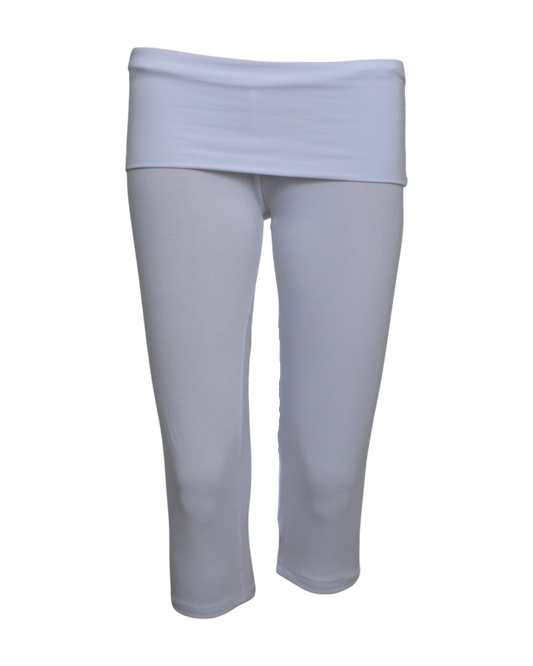 foldover capri legging / white