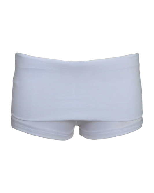 foldover mini shorts / white