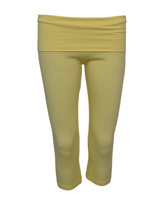 foldover capri legging / yellow