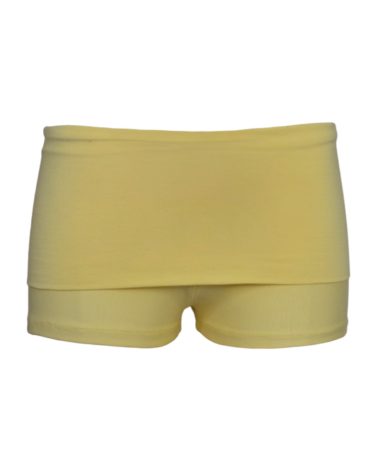 foldover mini shorts / yellow