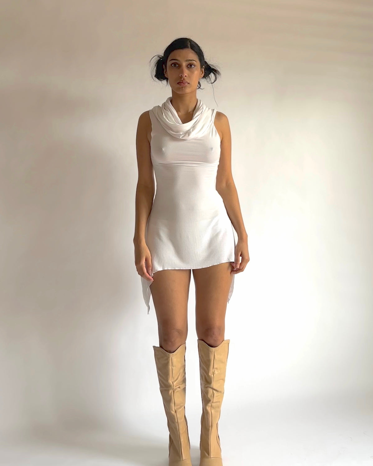 gladiatrix mini dress / white
