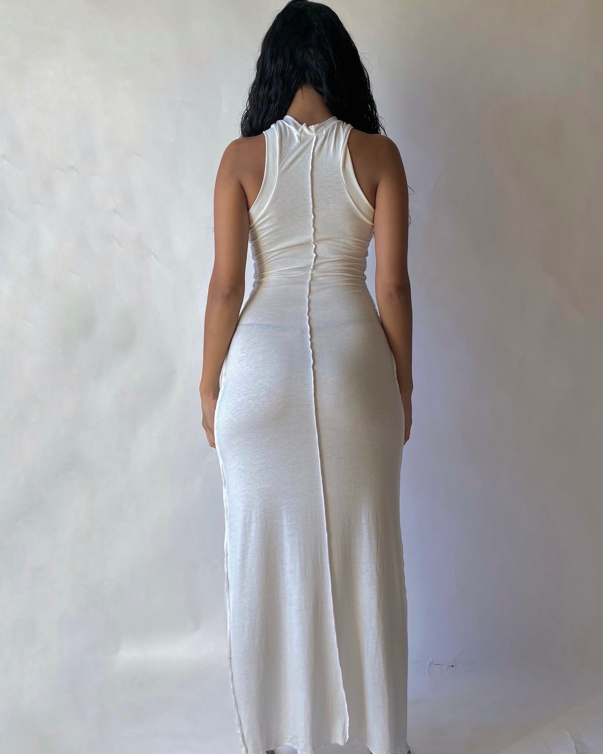 tanktop maxi dress in white – gyaltsen earth